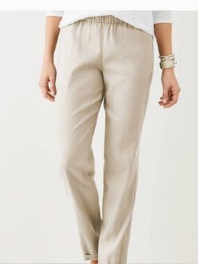 J. Jill Light Beige stretch pull on linen pants - 2X
